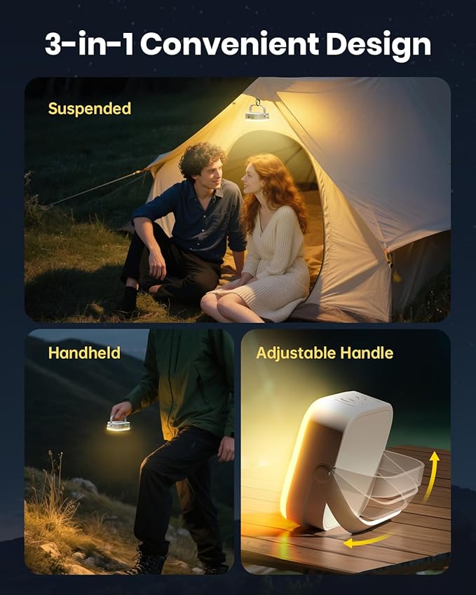Eventek 2Pack 20000mAh Camping Lights, Camping Lantern Rechargeable Total Up to 200H+ & 4 Lights Modes, Portable IP65 Waterproof Tent Lights for Camp, Outdoor, Power Outages Emergency, Hurricane