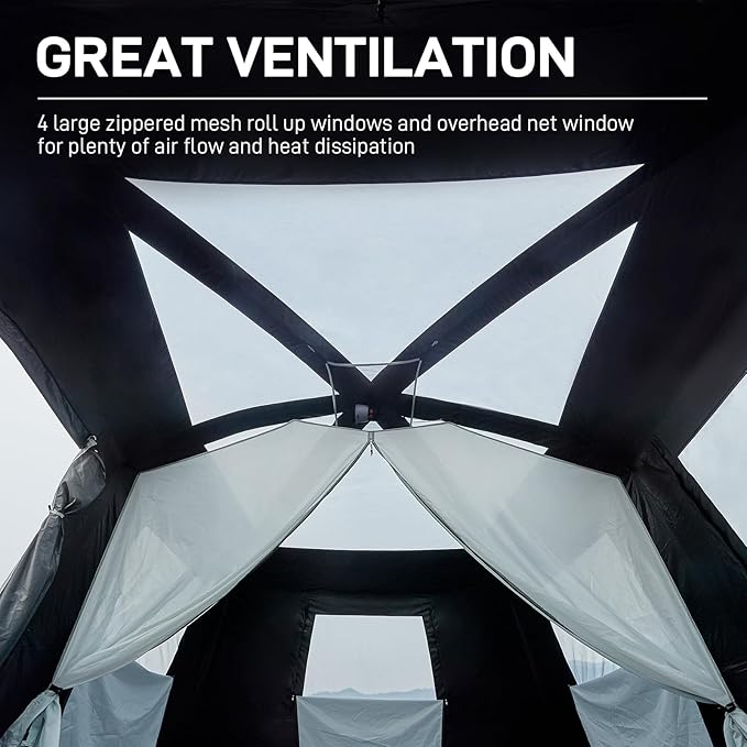 EVER ADVANCED 10 Person Camping Blackout Design Tent, Multi Room Tent for Family, Large Tents with Rainfly and Carry Bag, 2 Doors, Water-Resistant, 14ft x 10ft x 84in
