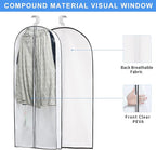 MsKitchen Hanging Clothes Storage with 4" Gusseted Garment Covers (Set of 6) - Clear Suit, Gown, Long Coat, Dress Protectors for Closet - 24"x 50"x 4" / 6 Pack