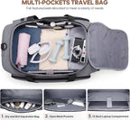 Gym Bag for Men and Women with Shoe & Laptop Compartment, 3-in-1 Sports Travel Duffel Bag Anti-Theft Weekender Carry-on Backpack for Airplane & Workout, Overnight Travel Bag, 35L, Dark Grey, Medium