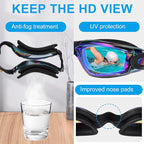 Flutesan 6 Pack Swim Goggles for Adult Anti Fog Swimming Glasses with Ear Plugs Nose Clip No Leaking Full Protection Goggles