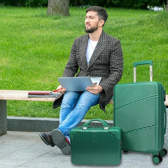 World Traveler VentureX Airline Approved 2-Piece Carry-On Luggage Set – Lightweight Hardside Polycarbonate Suitcase with Spinner Wheels - Green