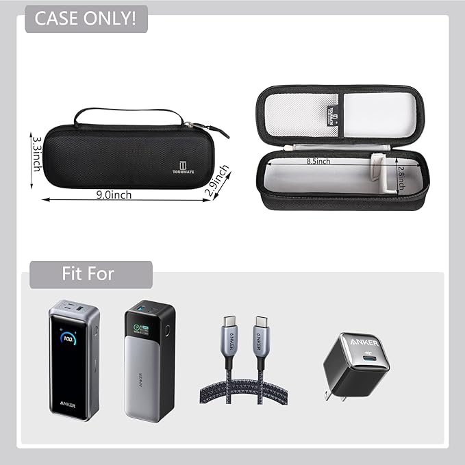 Tourmate Hard Storage Case for Anker 737 Power Bank (PowerCore 24K) / 715 Charger (Nano II 65W) Combo,Travel Case for Prime Power Bank 20,100mAh—27,650mAh（Case Only）(Black Case Only)