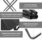 Portable Folding Camp Stool with Side Pocket, Taller Foldable Camping Stool for Adults, Metal Backpacking Stool Lightweight Mini Folding Chair, Compact Camping Seat Travel Fishing Hiking Mobile Chair