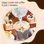 Coffee Pot 6 Cup Electric Espresso Coffee Maker Italian Moka Maker 300ml Portable Aluminum Espresso Machine Cafetera Moka Pot with Detachable Base, Gift for Home Travel (Silver)