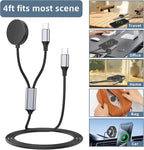 USB C 2 in 1 Multi Fast Charger Charging Cable for Samsung Galaxy Watch 8/8 Classic/7/FE/Ultra/6/6 Classic/5/5 Pro/4/4 classic/3/Active 2/Active & Galaxy S25/S24/S23/S22/21/20 Note-4FT