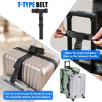 2 Pack Luggage Straps for Suitcases, Luggage Straps to Connect Two Suitcases, Adjustable T-Type and Normal Suitcase Straps for Connect 3 Luggage Together (Black)