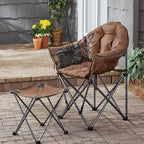 Guide Gear Camping Chair Foot Stool, Folding, Collapsible, Portable Footrest Brown