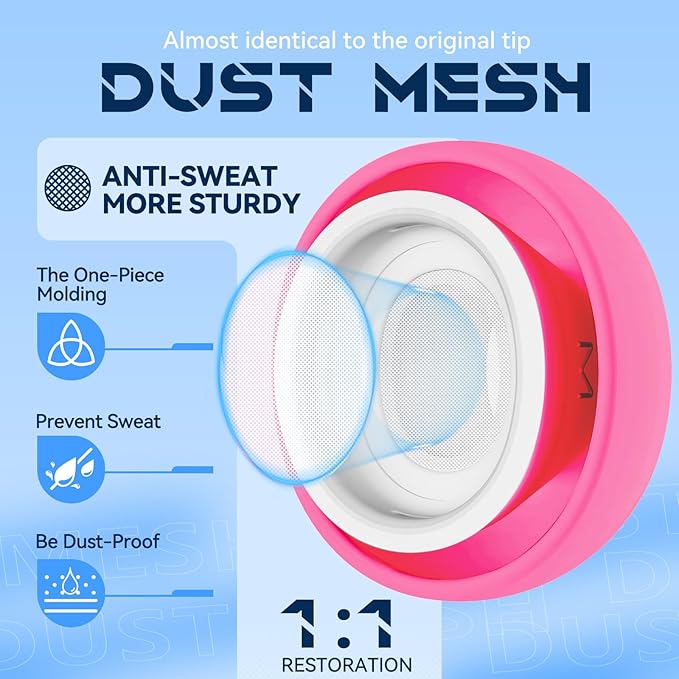 4 Pairs Replacement Ear Tips for AirPods Pro 2nd/1st Generation with Portable Storage Box & Cleaner Pen,Noise Reduction Holewith & Built-in dust Guard Screen,Silicone EarTips(Rose red)