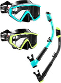 Aegend Snorkeling Gear for Adults Youth Kids, Snorkel Mask with Top Dry Valve - Panoramic View Anti-Leak and Anti-Fog with Mesh Bag for Snorkeling, Scuba Diving, Freediving & Swimming