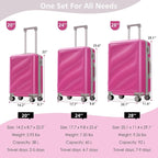Luggage Sets 3 Piece with Double Spinner Wheels, Carry on Hardshell ABS Suitcases Set with TSA Lock, Lghtweight Checked Luggage for Different Travelling (Pink, 20"/24"/28")