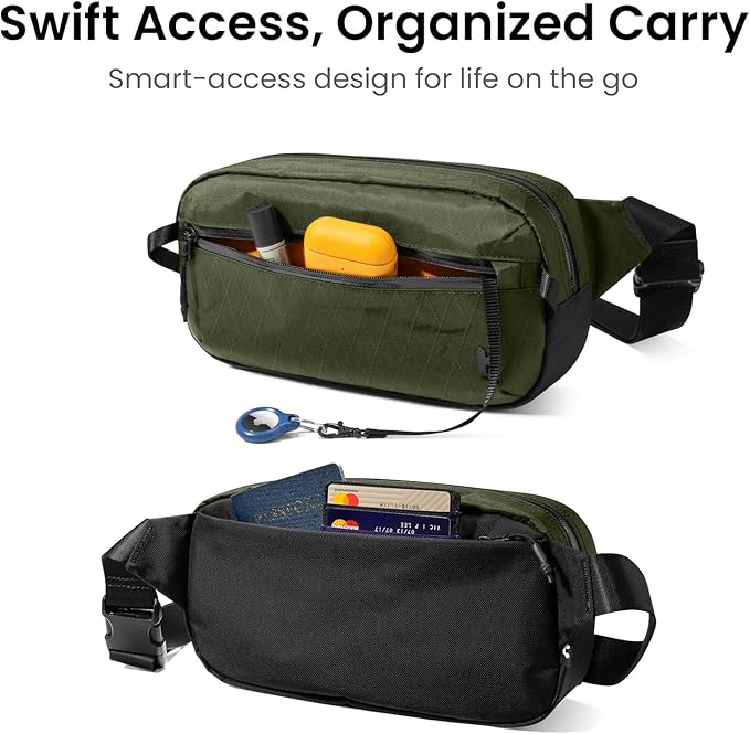 tomtoc 3.5L X-Pac Sling Bag with RFID Blocking, Crossbody Bag Minimalist Chest Shoulder Pack for Men/Women, Water-resistant Lightweight Casual Funny Pack for Travel/Daily Commute