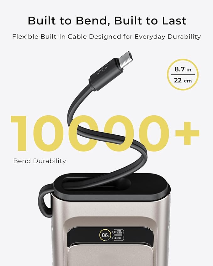 2026 FIFA Licensed 190W 20000mAh Power Bank for Laptop Portable Charger,3-Port USB-C Fast Charging Battery Pack with Built-in Retractable Cables for MacBook,Cell Phones,iPhone 17,iPad,Android,Samsung