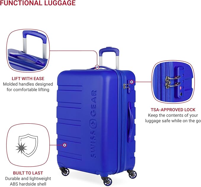 SwissGear 7366 Signature Hardside Expandable Luggage with Spinner Wheels, TSA Lock, Cobalt, Checked-Medium 23-Inch