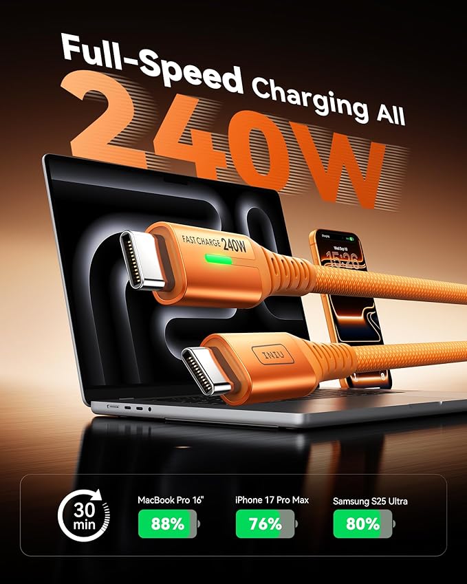 INIU USB C to USB C Cable, 240W Fast Charging Type C Charger Cord with 25000mAh Power Bank,Compact High Capacity 140W Laptop Portable Charger, USBC Tablet Powerbank