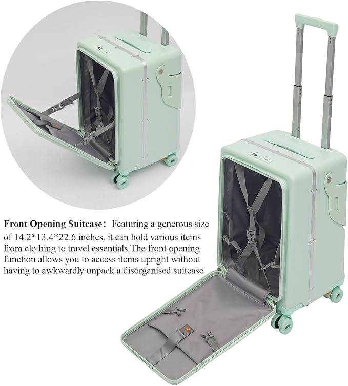 CNCEST 22" Kid's Ride-on Luggage with Foldable Seat,Travel Carry On Trolley Case for Kids,Children's Ride On Top Opening Suitcase with Password Lock (StyleA, Green)