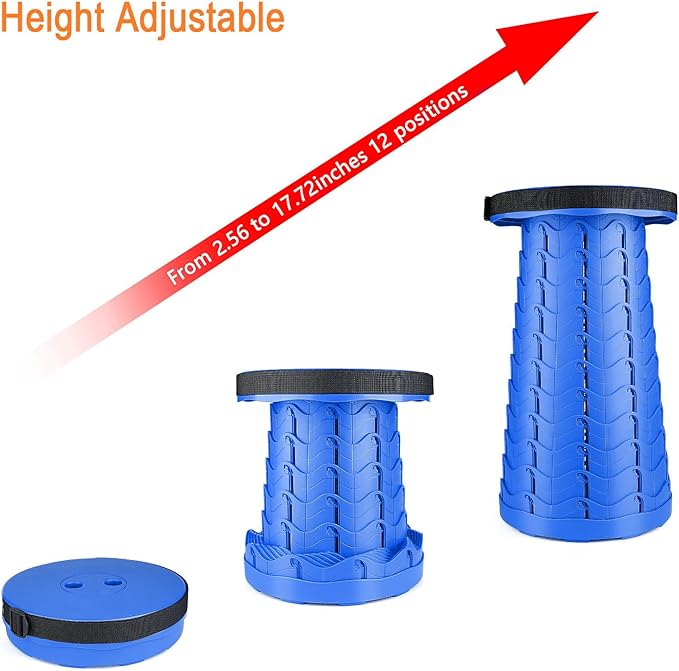 Boreeman Upgraded Folding Stool Lightweight Yet More Sturdy with Load Capacity 400lbs Portable Collapsible Stool for Camping Fishing Hiking BBQ (All Blue)