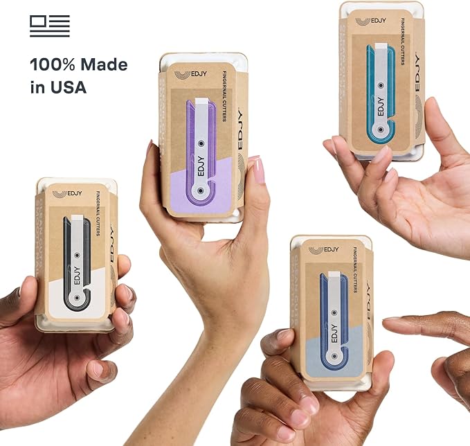 EDJY Fingernail Cutter - Precision Stainless Steel Nail Cutter for Fingernails | Sharp Blade, Ergonomic Design, Durable & Rust-Resistant | Ideal for Men and Women | Multi Color | 4-Pack