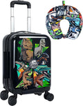 WZLVO Cool Dinosaur Kids Luggage 2PC Set with 360° Spinner Wheels, Lightweight Travel Carry-On Hardshell Suitcase for Boys, Toddler & Elementary Children