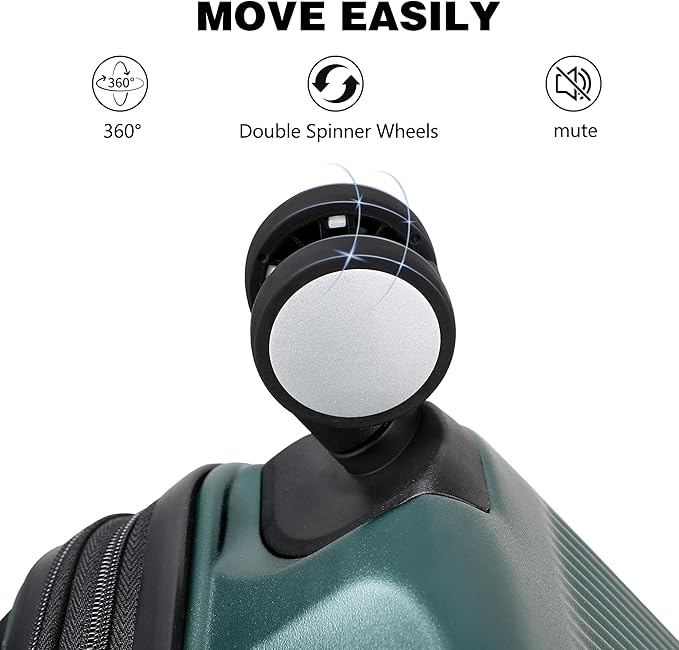 20 Inch Lightweight Expandable Carry On Luggage, PC Hardside Suitcase with Spinner Wheels & TSA Lock, Carry-on 20-Inch, Green