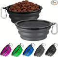 Collapsible Dog Bowl Large 2 Pack, Dog Water Bowls for Travels, Portable Foldable Pet Bowls Feeding Watering Dish for Parking Walking Camping with 2 Carabiners Clip (34oz, Large,Black+Grey)