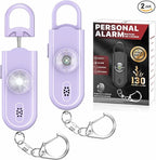 Personal Safety Alarm Keychain for Women 2PCS -130 dB Loud Siren with SOS Strobe Light, Flashlight, Double Speakers, Safe Defense Key Chain for Girls Kids Elders Emergency Call