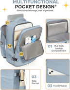 coofay Travel Backpack For Women Men Airline Approved Carry On Backpack Flight Approved Waterproof Sports Luggage Backpack Casual Daypack Small Hiking Backpack Grey Blue