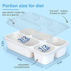 Rinwoc Bento Box Adult [Portion Size], 3 Pack Snack Containers with 5 Compartments for Meal Prep & On-the-Go [Work, Travel], Lunchable Container Reusable and BPA-Free