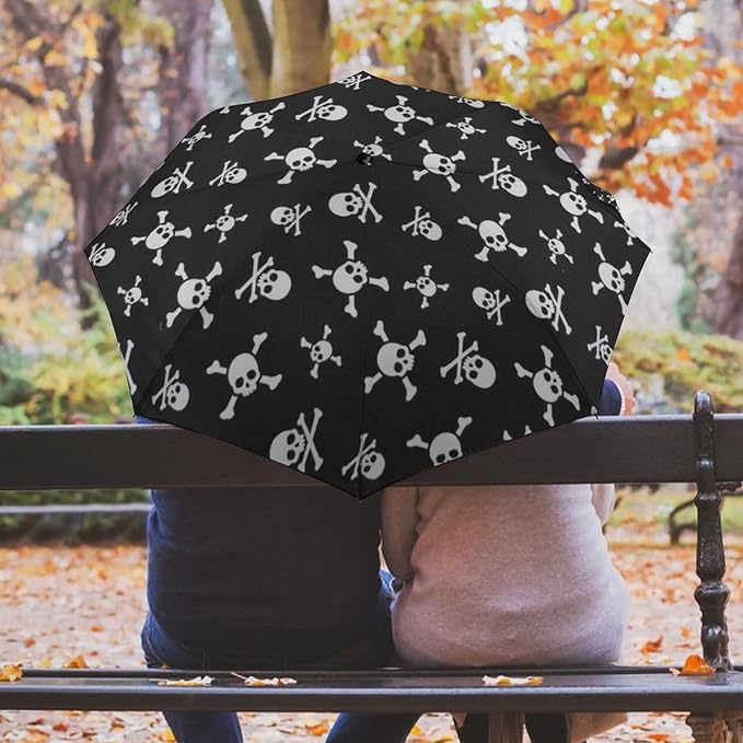 AMRANDOM Travel Folding Umbrella Automatic Open Tri-Fold For Car Rain Outdoor Use For Car Rain Outdoor Use With Black Anti-Uv Coating