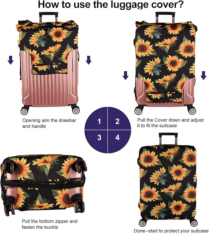 Luggage Cover Thickened 19/22/26/30 Inch Suitcase Spandex Black Protector Cover Fits Size S M L XL Travel Baggage S 19-20IN