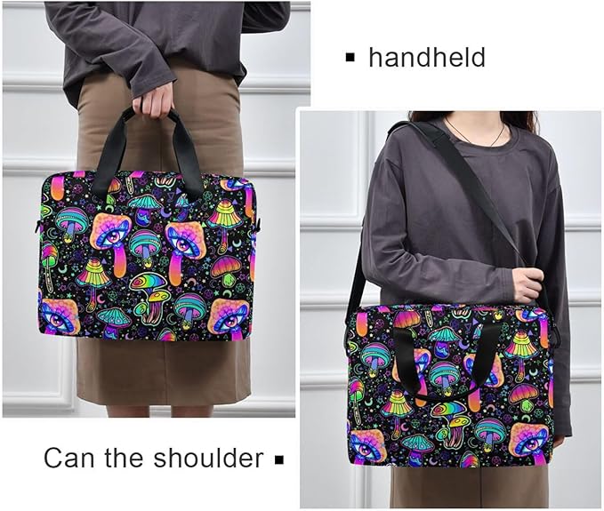 Magic Mushrooms Laptop Bag 15.6 inch, Waterproof Laptop Case with Strap, Protective Laptop Carrying Case for Women & Men