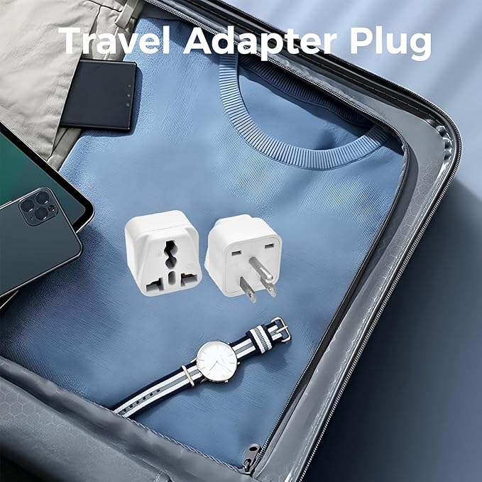 Universal Adapter, Europe to US Plug Travel Adapters, Universal Travel Adapter for USA,Portable and Easy to Use,White,6 Pack