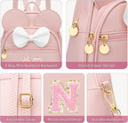 KKXIU Girls Initial Bowknot Cute Mini Backpack for Toddler, Travel Small Girl Backpacks, Personalized Birthday Gifts for Little Girls and Kids(N, Pink)