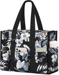 Becokan Large Tote Bag for Women Waterproof with 12 Pockets Top Zipper Closure Utility Teacher Nurse Bags for Work School