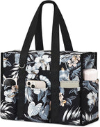 Becokan Large Tote Bag for Women Waterproof with 12 Pockets Top Zipper Closure Utility Teacher Nurse Bags for Work School