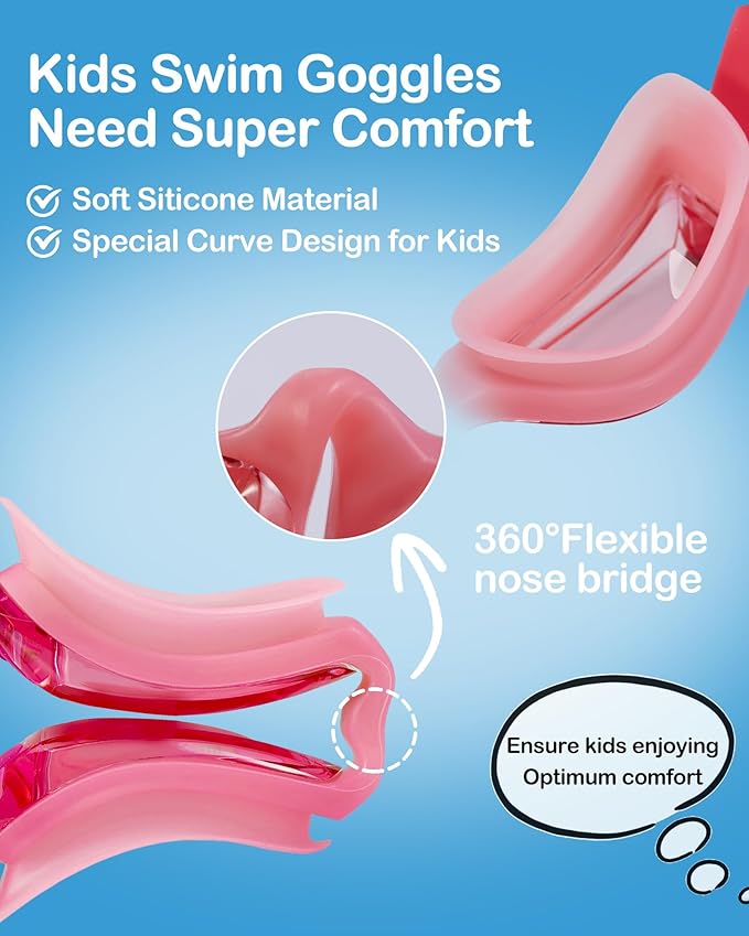 Aegend Swim Goggles for Kids Youth 3-14 Anti-Fog Anti-UV Comfort Fit Goggles for Swimming
