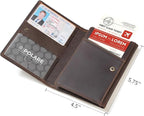 Polare Full Grain Leather Pilot Wallet Passport Holder RFID Blocking Tri-fold Travel Cover Document Organizer for Aviation Professionals (Dark Brown with AirTag Slot)