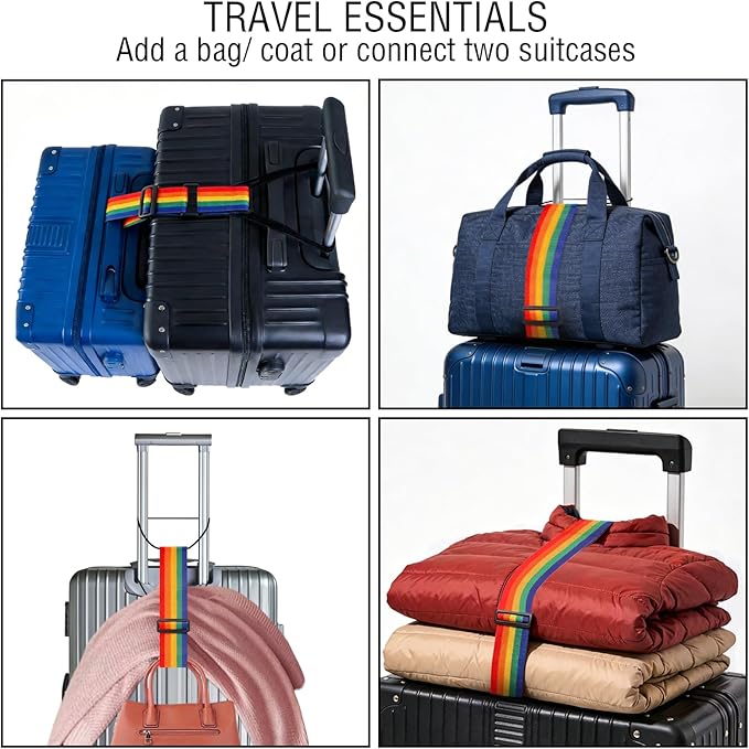 3PCS Luggage Straps,Adjustable Luggage Connector Straps with Heavy-Duty Elastic Belt to Connect Two Suitcases,Add a Bag Luggage Belt,Luggage Accessories for Travel for Securing Carry-On&Bag Essentials