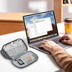 Skycase Electronic Organizer Travel Case - Waterproof Travel Cord Pouches for Organization, Cable Organizer, All-in-One Double Layers Storage Bag for Accessories, Charger, Cable, Grey - Medium