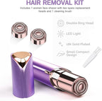 tuokiy Women Facial Hair Removal Device Battery Operated with 2 Replacement Heads,Ladies Face Shaver for Peach Fuzz Upper Lip,Chin, Facial Hair Removal for Women, Purple