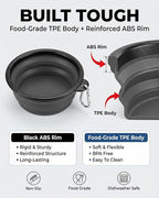 Collapsible Dog Bowls for Travel, 2-Pack Dog Portable Water Bowl for Dogs Cats Pet Foldable Feeding Watering Dish for Traveling Camping with Carabiners, BPA Free (Grey&Black, Large)