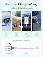 Amasuki Travel Essentials,4 in 1 for Apple Watch Charger/iPhone Charger/Multi Charging Cable,Vacation RV Camping Essentials,USB C/L/Micro Portable Charger for iWatch 11-1/iPhone 17-12,Car&Gift-Blue