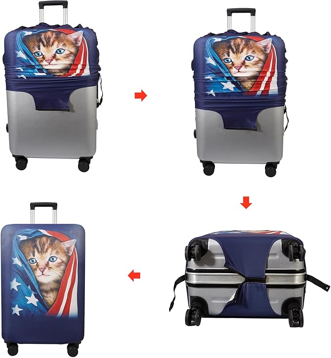 WUJIAONIAO Travel Luggage Cover Baggage Suitcase Cover Protector Skins 18-32 Inch (Cat A, L (for 25-28 inch luggage))
