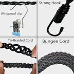 Retractable Portable Clothesline for Travel and Home, Tri-Braided Cord Clothes Line with 10 Windproof Clothes Clips, for Indoor Laundry Drying line,Outdoor Camping Hanger Accessories