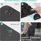 Inflatable Travel Seat Cushion for Airplane - Portable Air Pad with Built-in Pump for Long Haul Flight Essentials - Ergonomic Tailbone & Sciatica Pain Relief, Non-Slip, 15.7x15.7, Black