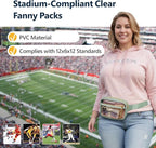 Packism Clear Fanny Pack for Women Stadium Approved - Quilted Clear Belt Bag, Adjustable Strap Fits 35-51 Inches, Transparent Waist Bag for Sports Concerts Festivals, Soft Green