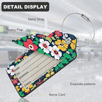 2Pack Luggage Tags for Suitcases, Cute Unique Pu Leather Cruise Luggage Tag with Privacy Cover ID Label Address Card and Metal Ring Suitable for Women Men Kids Travel Bag Green and white flowers