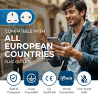 OREI Full European Travel Adapter Set - Dual Input American to Europe, Germany, England, Spain, Italy, Iceland, France, (Type G, E/F, Type C) - 3 Pack, Safe Grounded Use for Cell Phones, Laptops