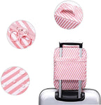 Pink Strip Travel Shoe Bag - Holds 3 Pair of Shoes, Travel Essentials Bag for Flying, Accessories Bag