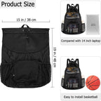 Swim Bag for Kids Mesh Beach Backpack for Boys Lightweight Drawstring Beach Bag Swimming Pool Sports Gym String Bag (Black)